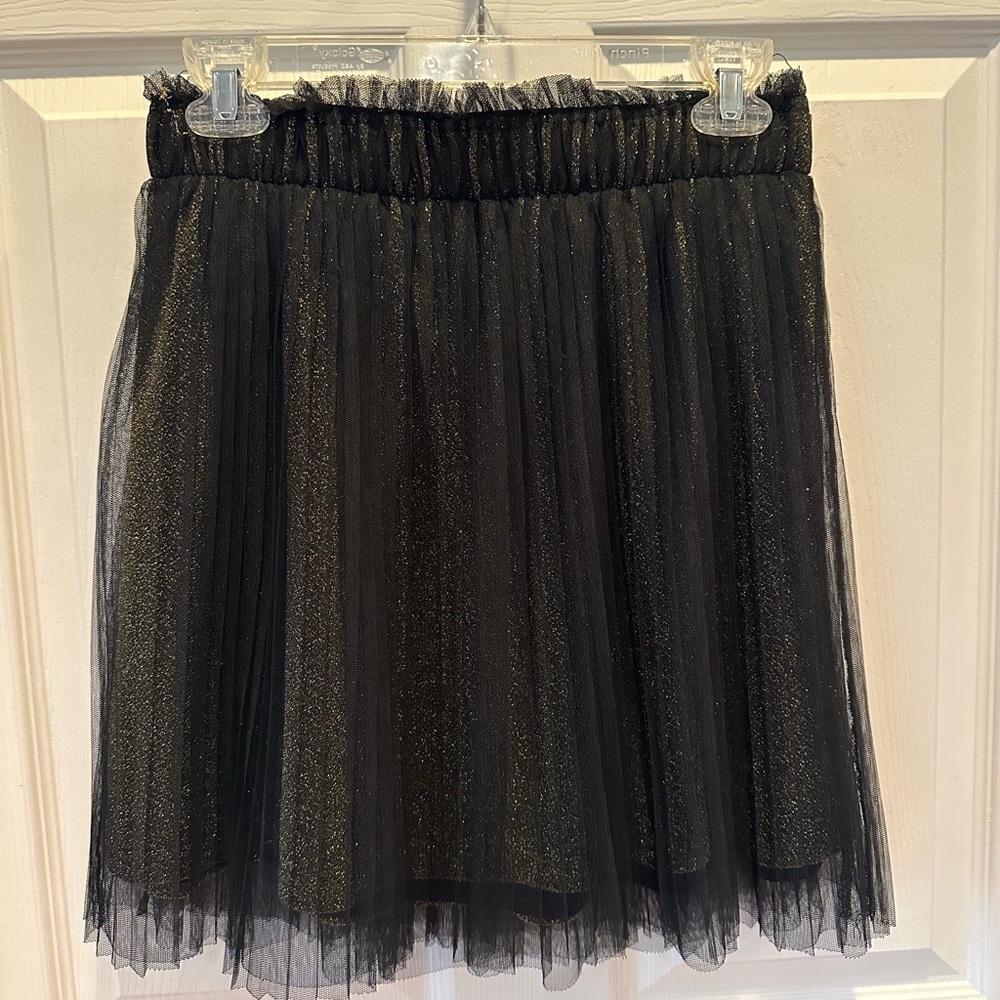 Women’s Gold and Black Sparkle Tulle Pleat Skirt